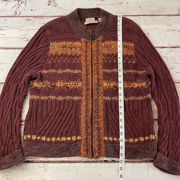 Vintage Sigrid Olsen Sport Cardigan Silk Wool Cable Knit Grandma knitted By Hand - Picture 7 of 12